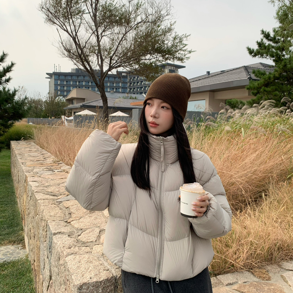 YOOMINI-标高领宽松休闲保暖短款面包服2025冬加厚保暖羽绒服外套