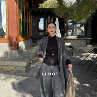 LIMO 55绵羊毛冬row风极简大牌手工绣羊毛大披肩