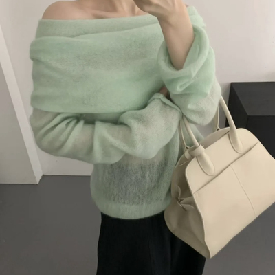 想象SAILORMOON -26年春款温柔一字肩气质针织衫