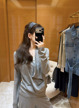 EASE-26年早春简约垂感荡领修身长袖小衫