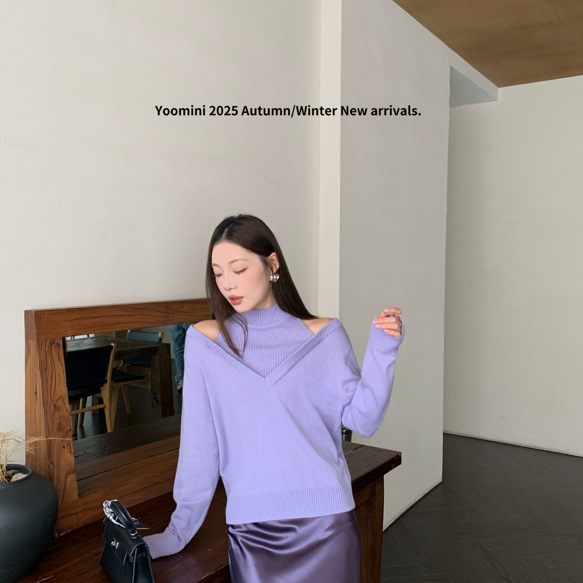 YOOMINI-羊毛淑女气质韩系女主羊毛衫2025秋冬保暖毛衣