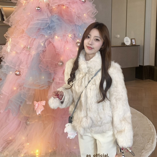 氛围top～ 粉雾淡奶油大客必拿冬日walk环保毛短外套 OFFICIAL