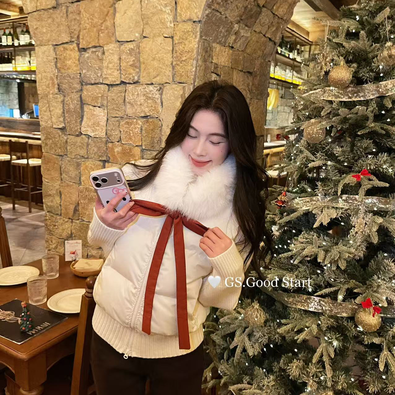 GS.GOOD START-穿性满分～冬季时髦休闲针织拼接高领保暖棉服外套