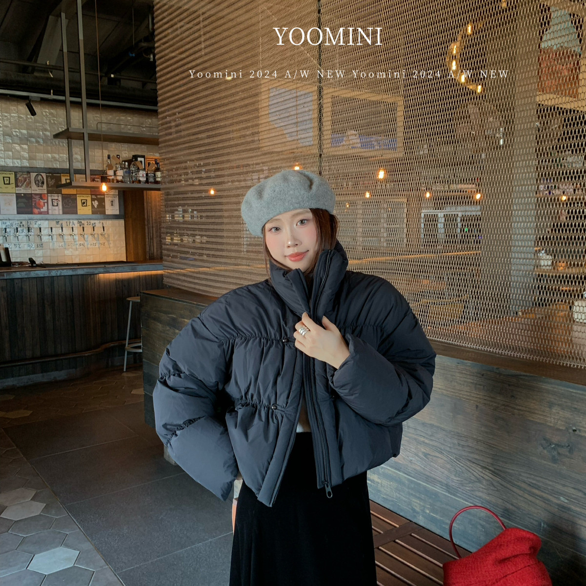 YOOMINI-ic立领宽松简约保暖锁温面包短外套2025冬保暖羽绒服外套