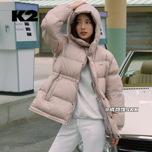反季节韩代K2女士连帽鹅绒羽绒服外套冬季户外保暖折扣款