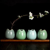 青瓷蛋形简约花器仿古家居饰品摆件插花瓶陶瓷迷你小花瓶花插 包邮