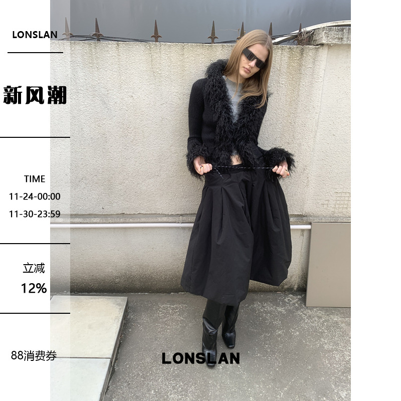 LONSLAN 24WINTER 11/10 20:00NEW 羊羔毛翻领针织开衫