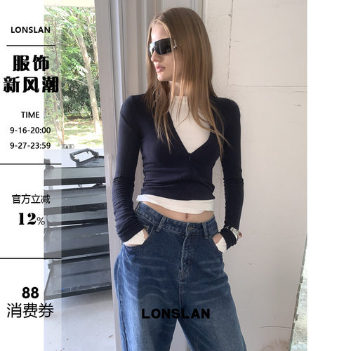 LONSLAN 24WINTER 11/10 20:00NEW 拉链修身长袖打底T