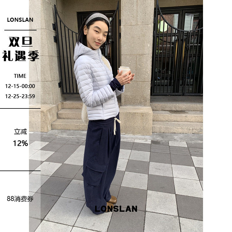LONSLAN 25AW 12.8  00:00NEW 连帽可拆卸收腰显瘦排骨羽绒服