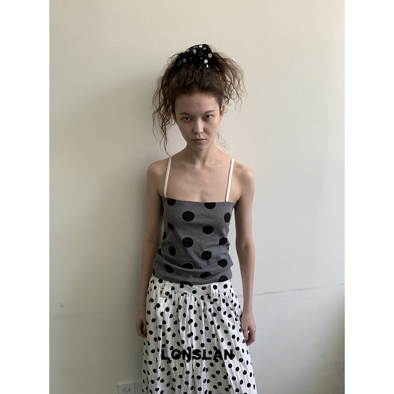 LONSLAN25SUMMER  细肩带波点背心