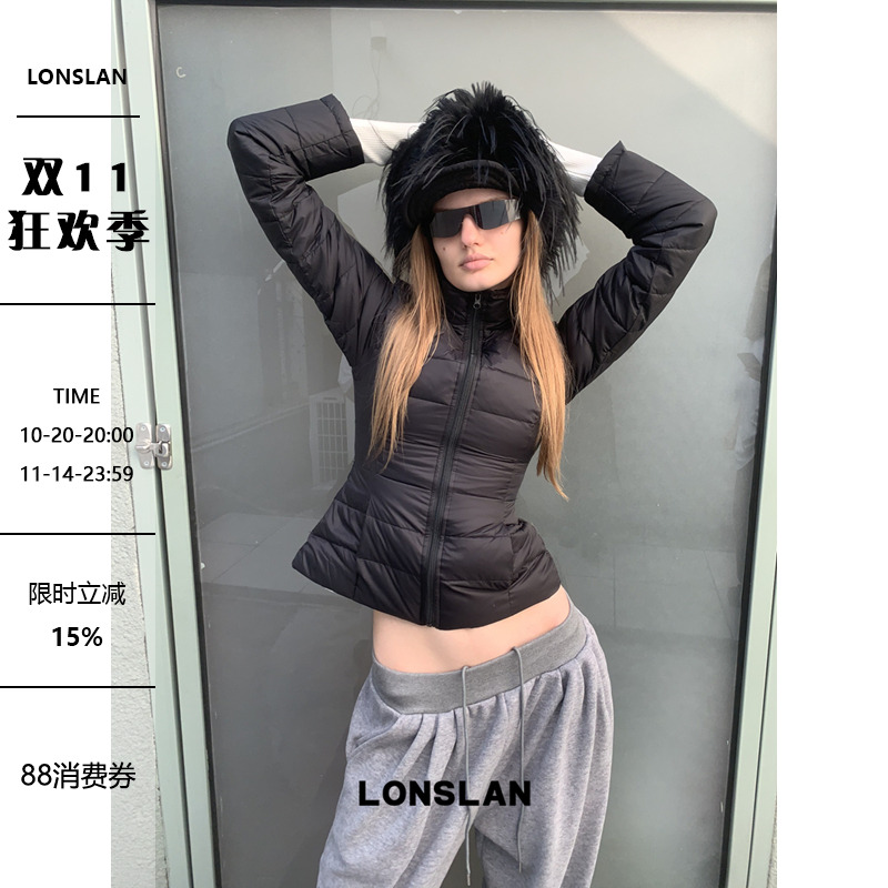 LONSLAN 24WINTER 11/10 20:00NEW 收腰立领简约内搭显瘦棉服