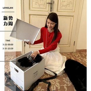 百搭拼色针织开衫 LONSLAN 圆领修身 打底外穿短款 上衣女 2024新款