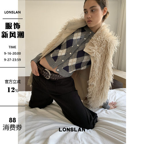 LONSLAN  2025秋季新款 设计感实穿两面穿羊羔毛马甲