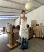 NEW LONSLAN 2025SS 缎面蕾丝不规则内搭吊带裙