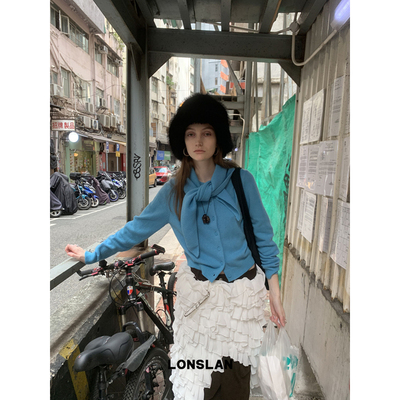 LONSLAN24WINTER 11/30 20:00NEW 披肩绑带针织羊毛开衫