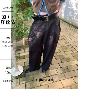 LONSLAN 2026AW侧边大口袋设计西装阔腿裤