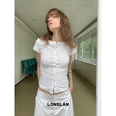 LONSLAN2026夏季新款西口修身显瘦短袖开衫