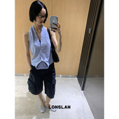 不规则设计挂脖条纹衬衫 LONSLAN 25SUMMER 背心