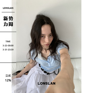 LONSLAN25SUMMER 假两件拼色polo领短袖