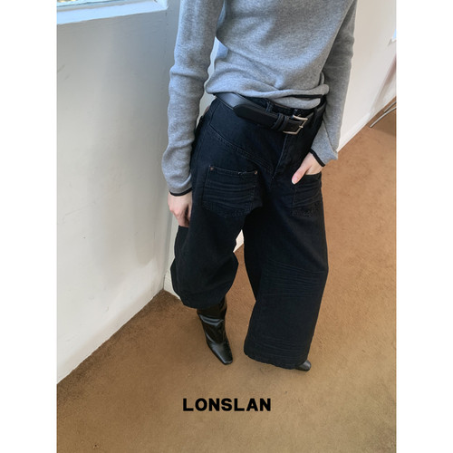 LONSLAN 24WINTER 11/10 20:00NEW 做旧前插口袋牛仔阔腿裤