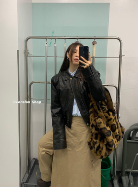 LONSLAN WINTER 10/31 20:00NEW重工复古做旧夹棉皮衣外套