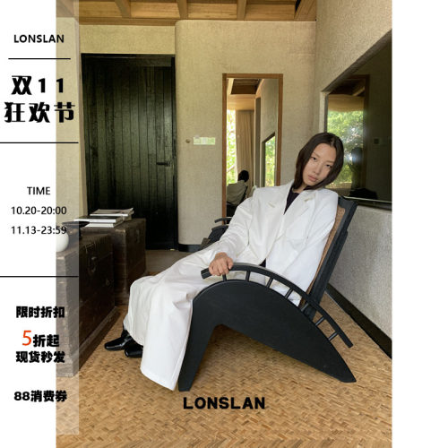 LONSLAN 2025秋季新款抽绳西装外套+口袋马甲+半裙三件套装