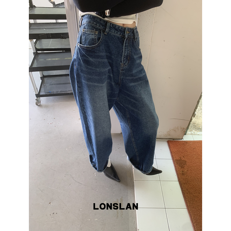 LONSLAN 24WINTER 11/10 20:00NEW 复古深蓝牛仔阔腿裤