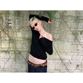 新款 LONSLAN 2025秋季 一字领斜肩针织毛衣