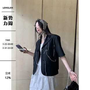 NEW设计感线条口袋小香短袖 LONSLAN 西装 SUMMER