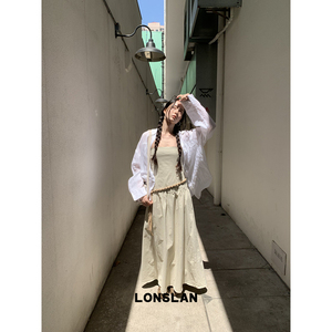 LONSLAN25SUMMER 气质简约收腰抹胸连衣裙