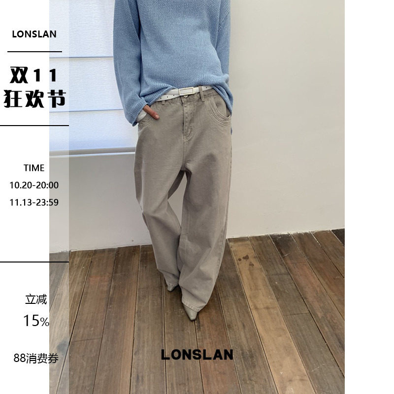 LONSLAN 26AW 初秋双侧口袋设计做旧牛仔阔腿裤