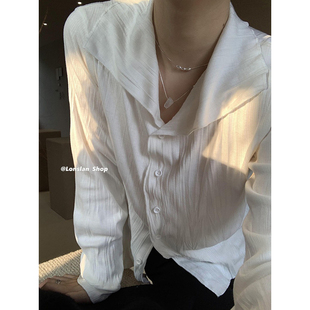 大翻领长袖 Lonslan 女设计感小众新款 春秋款 百搭上衣 白衬衫