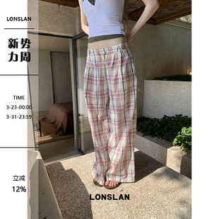 彩色格子绑带阔腿裤 LONSLAN 25SUMMER