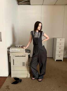 LONSLAN 2024春夏新款复古高级感宽松休闲连体西装背带裤女