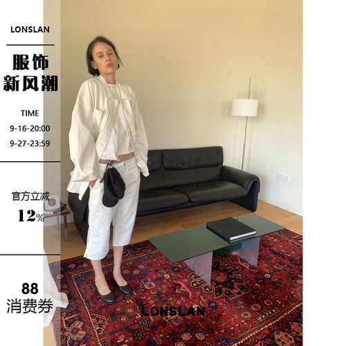 LONSLAN 2026AW 初秋侧边小开叉牛仔显瘦七分裤