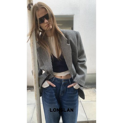 LONSLAN 24WINTER 11/10 20:00NEW 呢子千鸟格阔挺西装外套