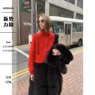 00NEW新年圣诞口袋立领红色毛衣 LONSLAN24WINTER