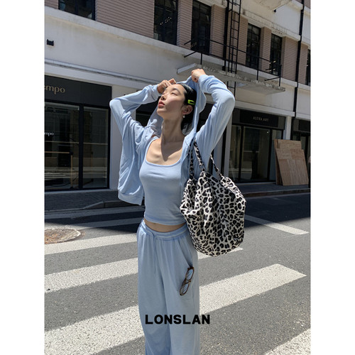 LONSLAN 25SUMMER  连帽外套+背心+阔腿裤三件套套装