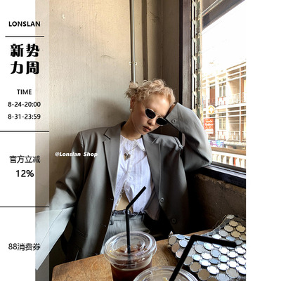LONSLAN宽松休闲长款西装