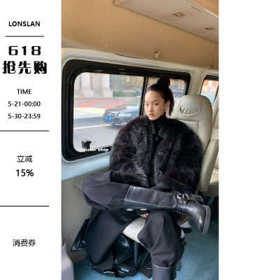 LONSLAN3色浪漫冬季毛毛外套