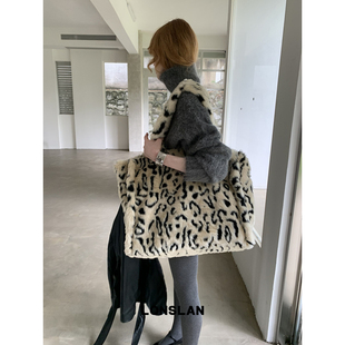 大容量豹纹毛毛大包 新款 LONSLAN 2025秋季
