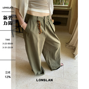 阔腿裤 LONSLAN 脚翻边简约工装 裤 25SUMMER