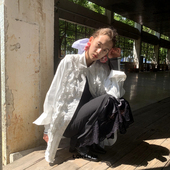 2024秋季 新款 个性 LONSLAN 复古慵懒风花边衬衫