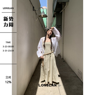 LONSLAN25SUMMER 气质简约收腰抹胸连衣裙