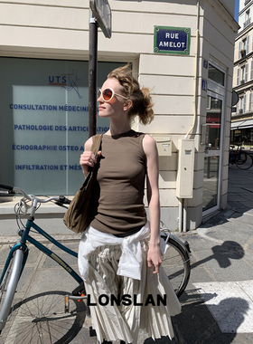 LONSLAN 2025 SUMMER 棉麻舒适纯色背心