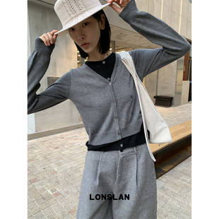 25AW 假两件黑灰拼接针织开衫 12.8 00NEW LONSLAN