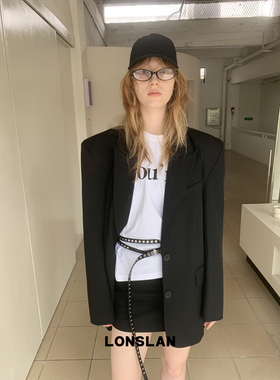 LOSLAN 25SS 基础帅气西装外套+短裙+棒球帽三件套套装