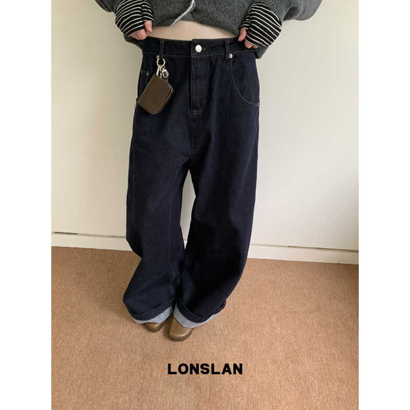 LONSLAN 25AW 11.10 20:00NEW翻边茧型阔腿原色牛仔裤