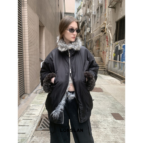 LONSLAN24WINTER 11/30 20:00NEW双面羊羔毛立领拉链机车外套