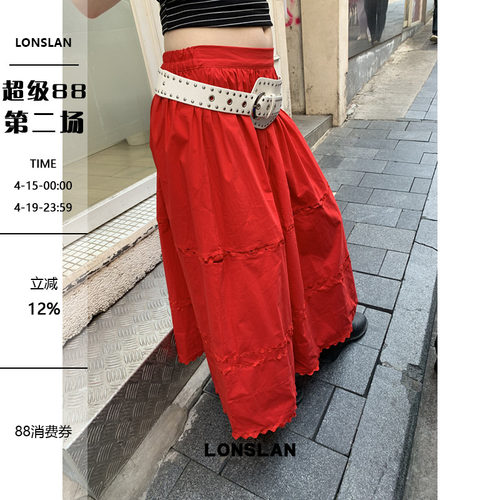 LONSLAN25SUMMER 4.14 20:00NEW 花边大摆半裙